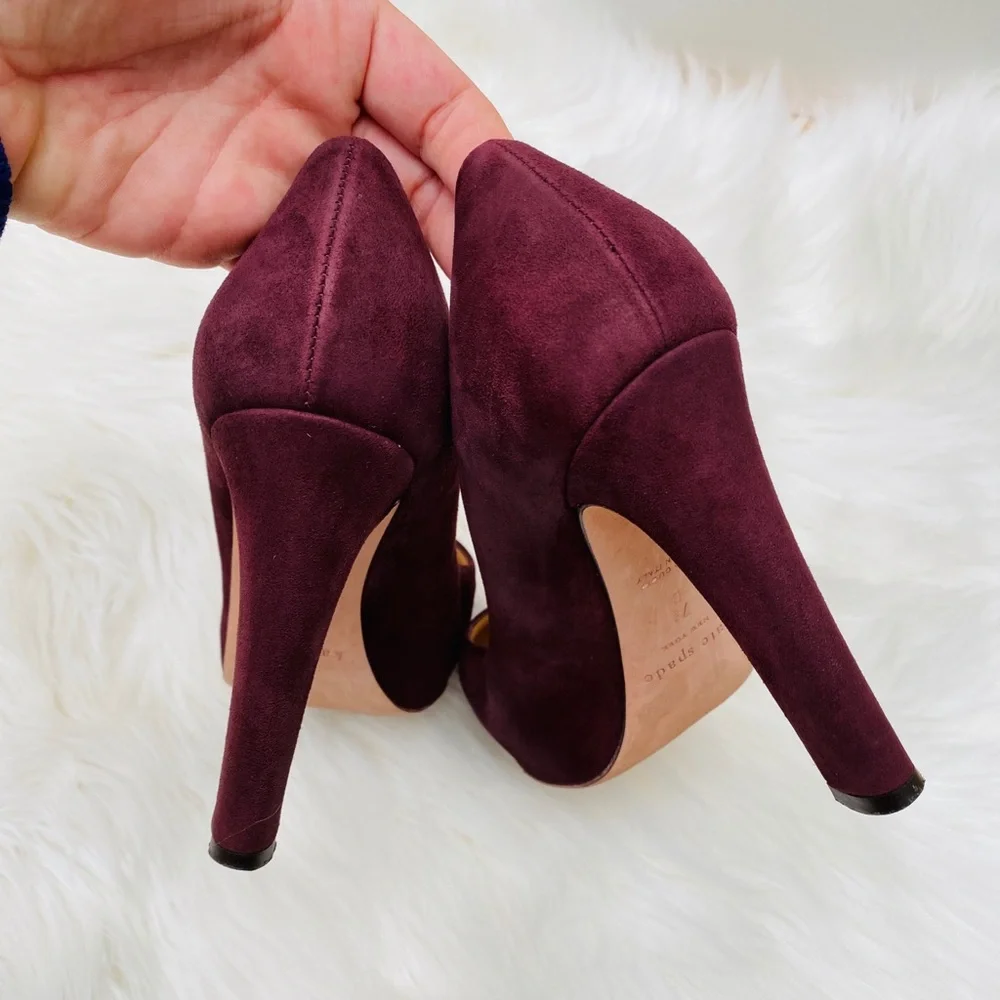 KATE SPADE Made in Italy Burgundy Suede Platform Pumps